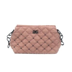 Gilda Paris Quilted‎ Studded Chain Shoulder Bag Pink Blush Flap Closure